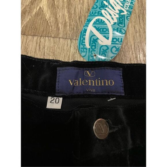 Designer Collections Valentino Viva 20 Black Velour Pants New - Picture 3 of 7